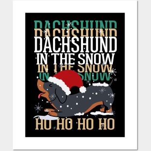 Dachshund in the snow Ho Ho Ho Ho Posters and Art